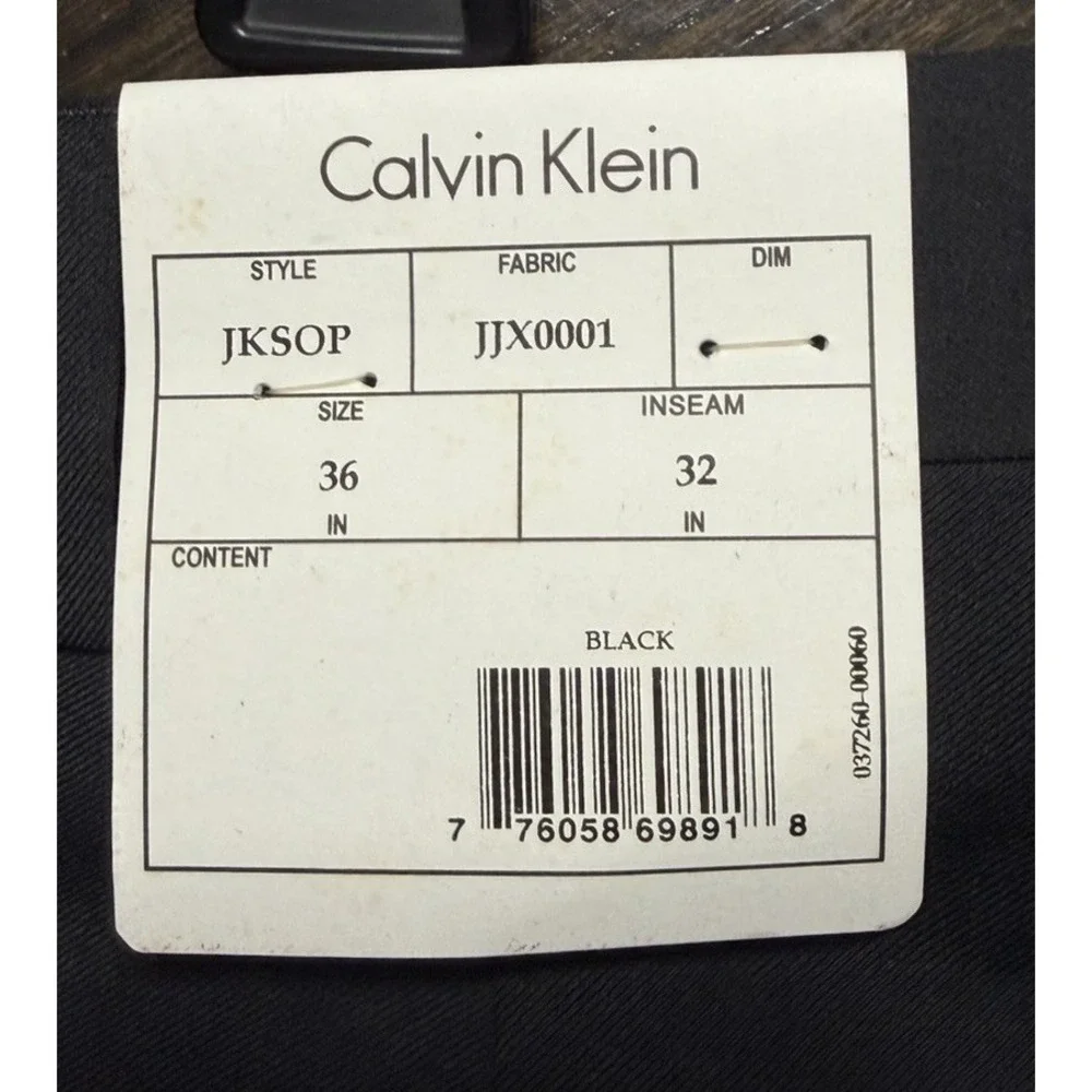 NWT Calvin Klein Mens Flat‎ Front Black Dress Pants Slacks Trousers Size 36x32